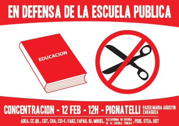 Cartel de la Concentración en Defensa por la Escuela Pública.
