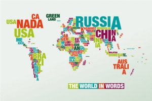 Mapa del Mundo con letras